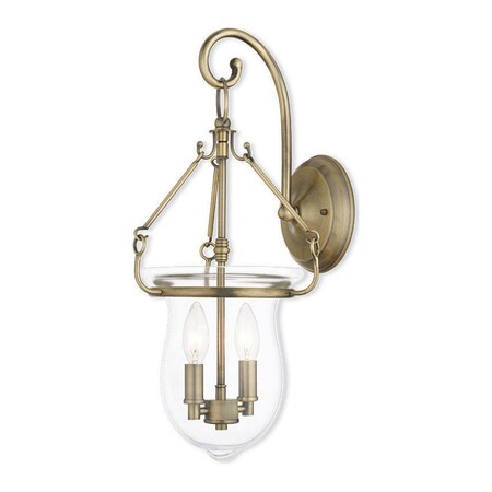 Livex Lighting Antique Brass Canterbury 2 Light Lantern Sconce 50292-01